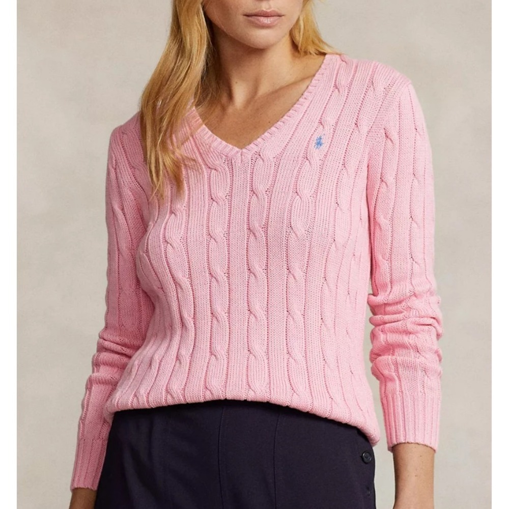 Polo Ralph Lauren V Neck Sweater Cotton Women's Small Pink NWT - Picture 5 of 9